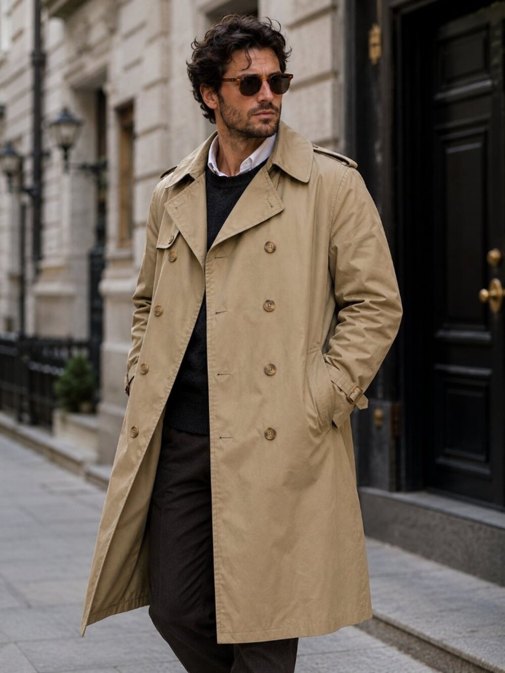 Vintage London Fog Trench Coat Mens 40R Tan Lined Rain Classic Double Breasted